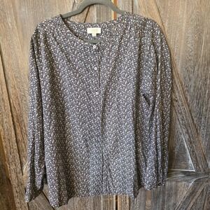 Ann Taylor LOFT Women's Size XL Multi-Color Floral Long‎ Sleeve Button Up Tunic